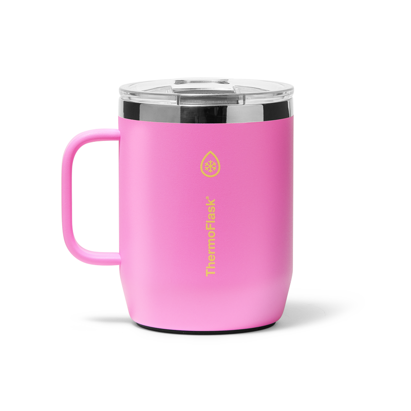 Insulated Coffee Mug 12 oz - Double-Wall, Splash-Proof Lid - Shocking Pink