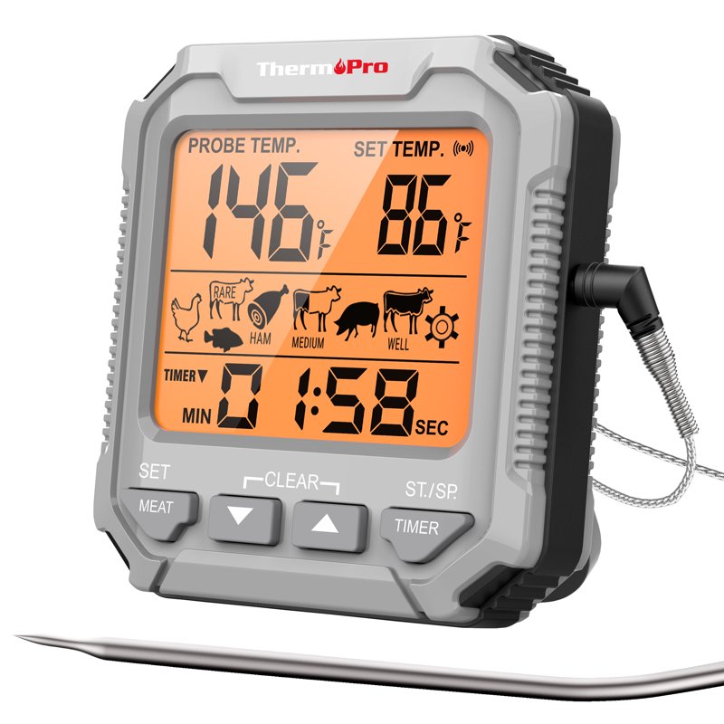 Digital Meat Thermometer with Timer & USDA Presets - TP716W