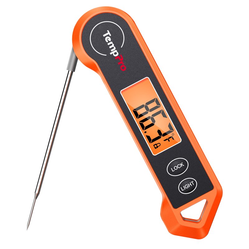 Waterproof Digital Meat Thermometer with Backlight - Orange