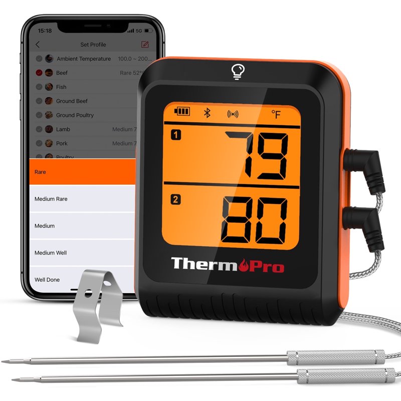 Wireless Bluetooth Meat Thermometer with Dual Probes - 650FT Range