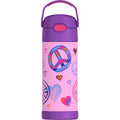Kids Stainless Steel Insulated Water Bottle with Straw - Peace, 14 oz