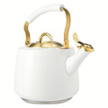 Stainless Steel Whistling Tea Kettle - 1.8L White & Gold