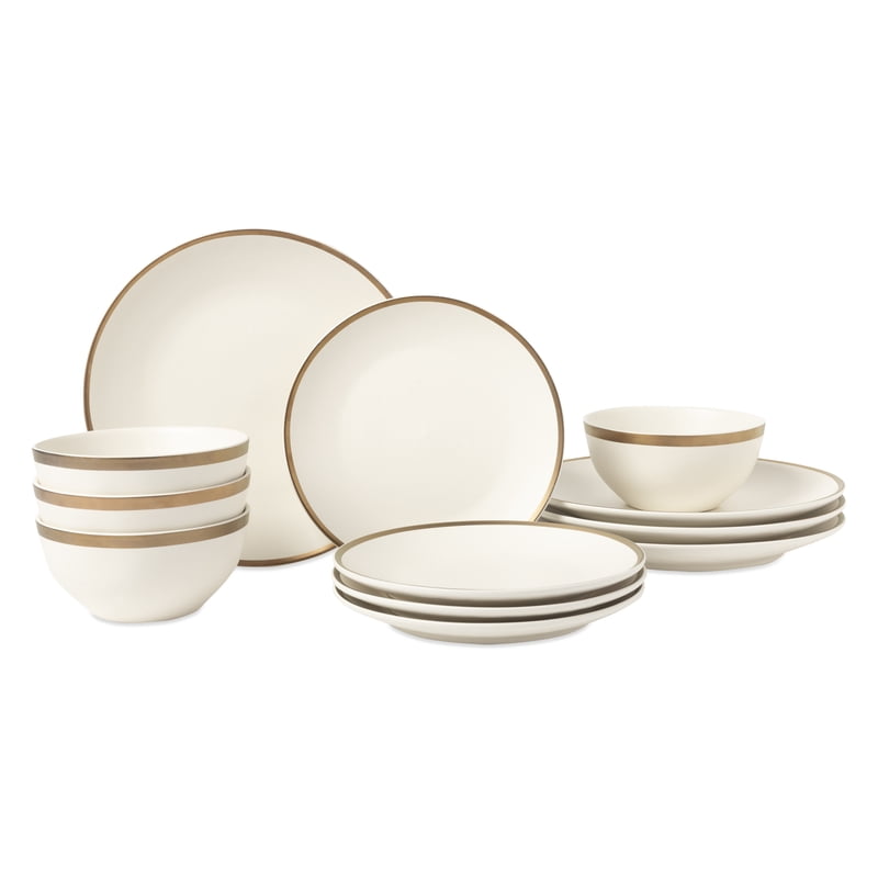 Everest 12-Piece Ceramic Dinnerware Set - Off-White