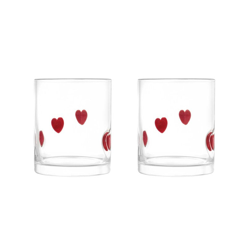 12 fl oz Red Hearts Charm Drinking Glasses - Set of 2