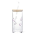 Pink Cowboy Charms Sipper with Glass Straw & Wood Lid - 17 oz