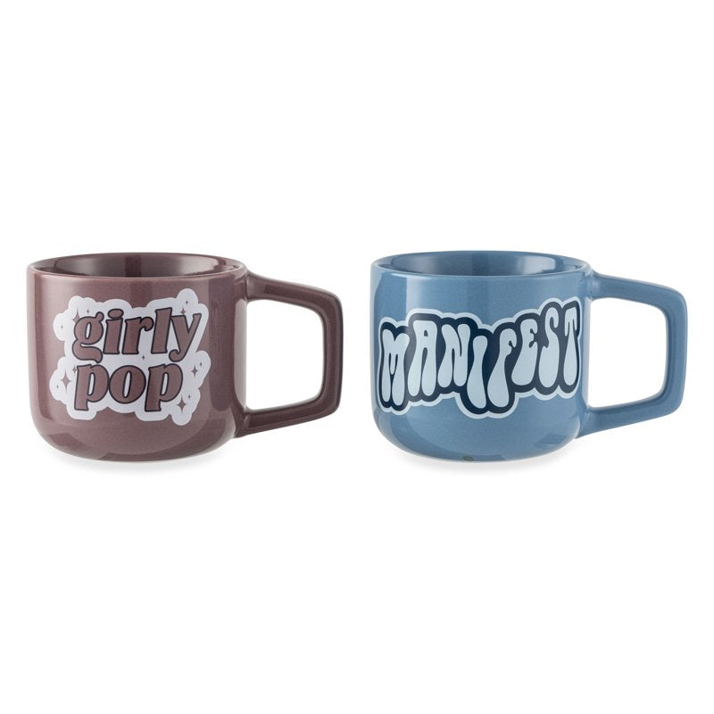 Stoneware Mug Set - Manifest Blue & Girly Pop Purple - 13.8 fl oz
