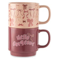 Stacking Mugs Set - Hello Gorgeous & Pink Bows - 14.2 fl oz