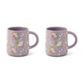 Purple Floral Stoneware Mug Set - 14.5 oz, Set of 2