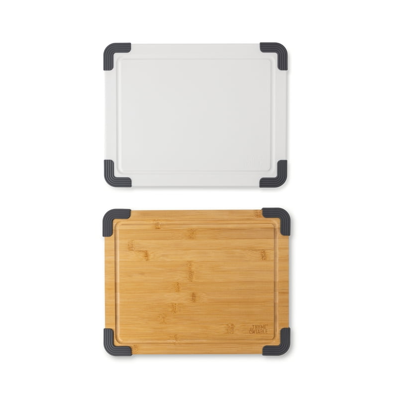 14x11 Inch Polypropylene & Bamboo Cutting Board Set - 2 Pieces