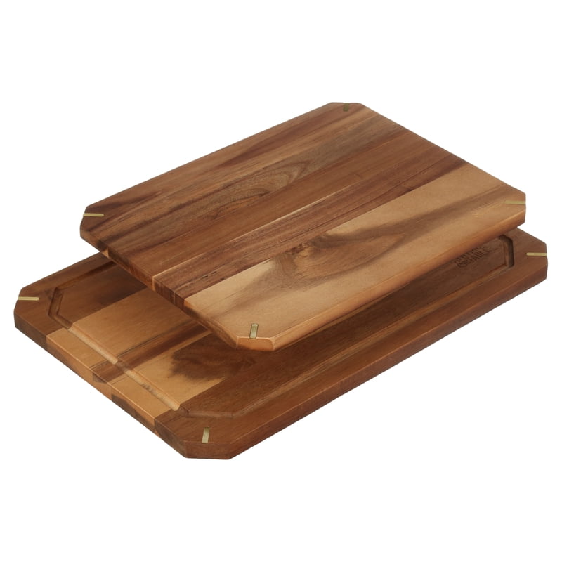 Acacia Cutting Board Set - 2-Piece with Gold Accents