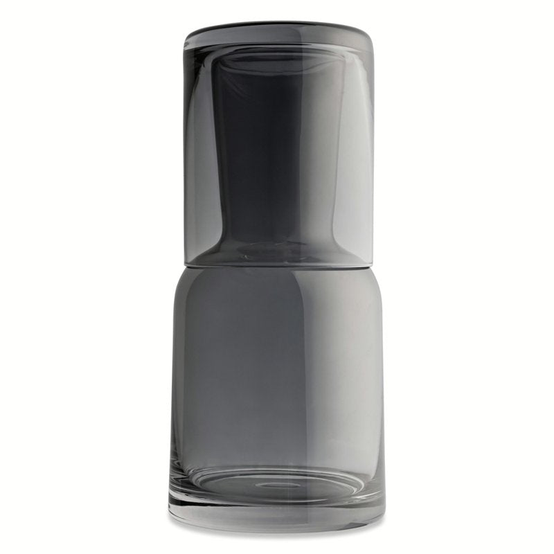 Smoke Bedside Glass Carafe Set with Stackable Cup - Single