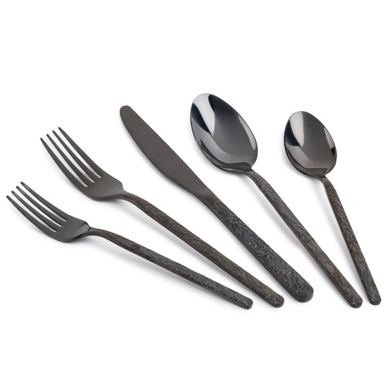 20-Piece Black Stainless Steel Flatware Set - Service for 4