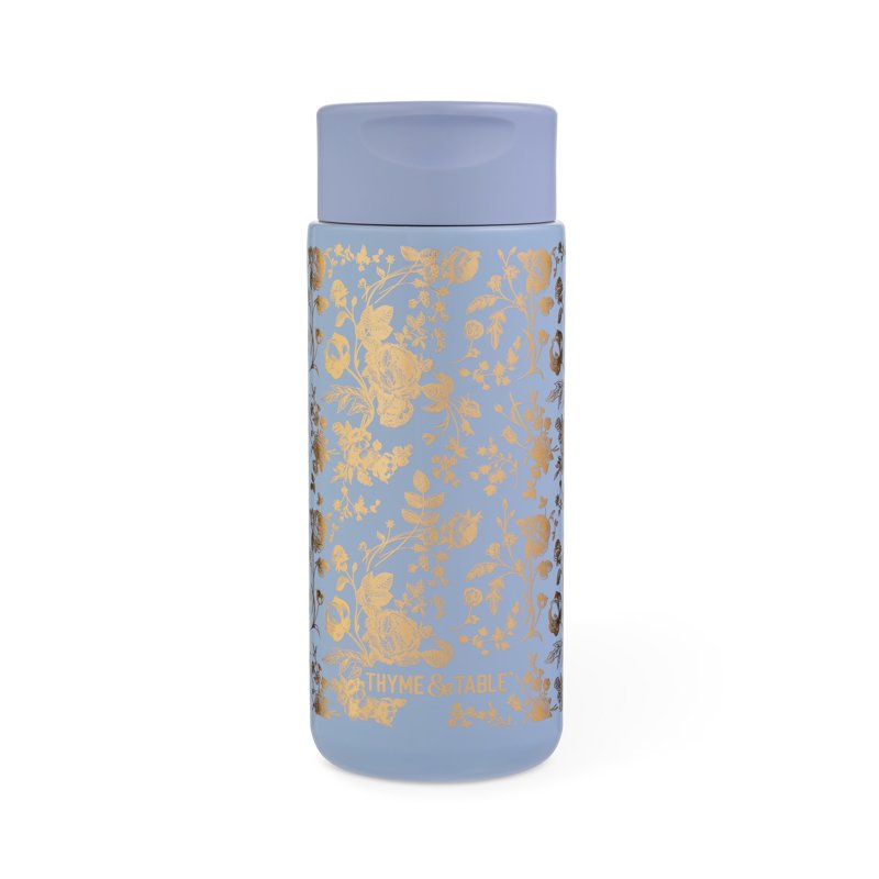 22oz Stainless Steel Coffee Tumbler - Blue Floral Travel Mug