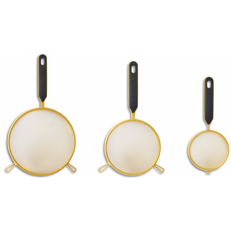 3-Piece Gold Strainer Set - Fine Mesh Kitchen Strainers