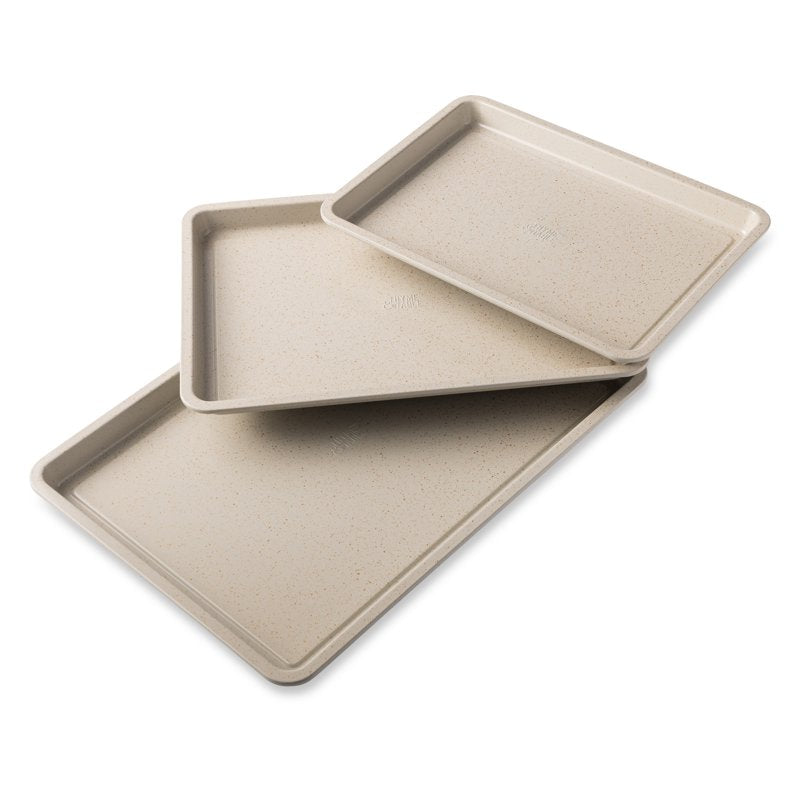 Non-Stick Rectangle Sheet Pan Set - Cream Speckle, 3 Sizes for Baking & Roasting