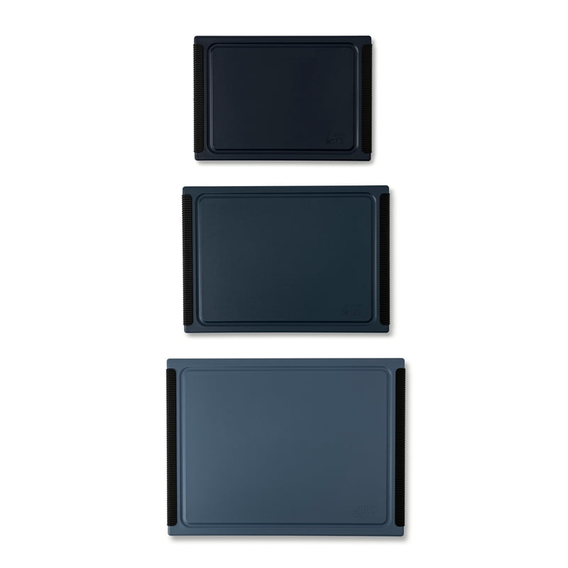 3-Piece Poly Cutting Board Set with Juice Wells - Blue