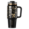 32oz Stainless Steel Tumbler with Handle & Dual Straw Lid - Black & Gold Bows