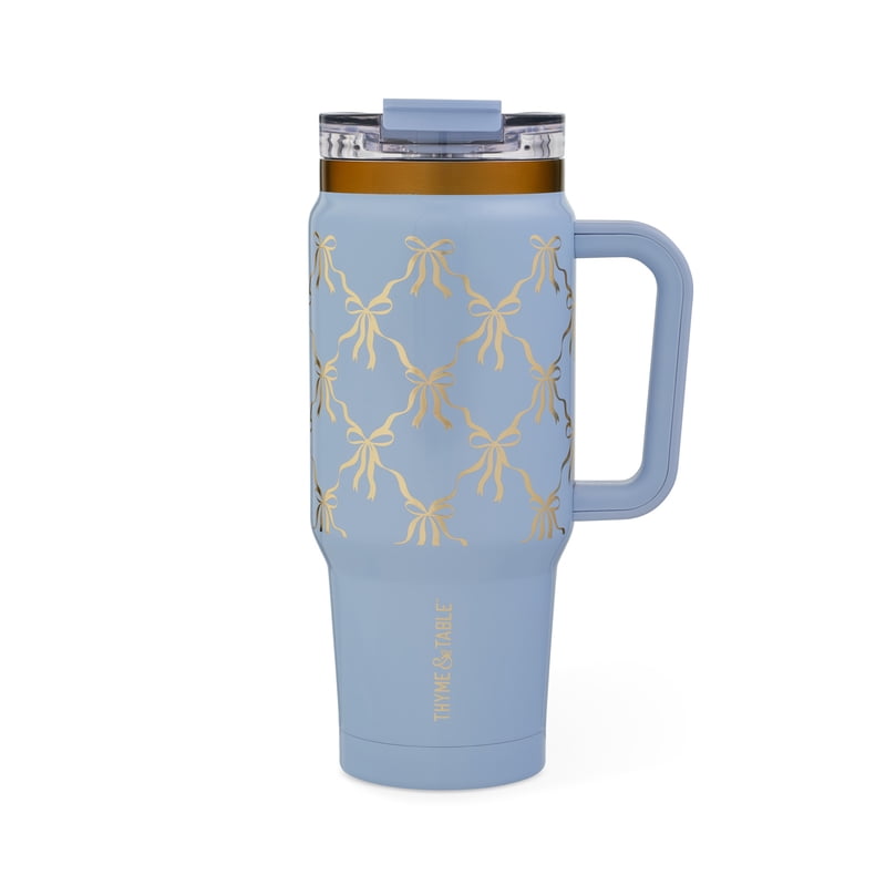 32 oz Stainless Steel Luna Tumbler with Handle & Dual Straw Lid - Blue Bow