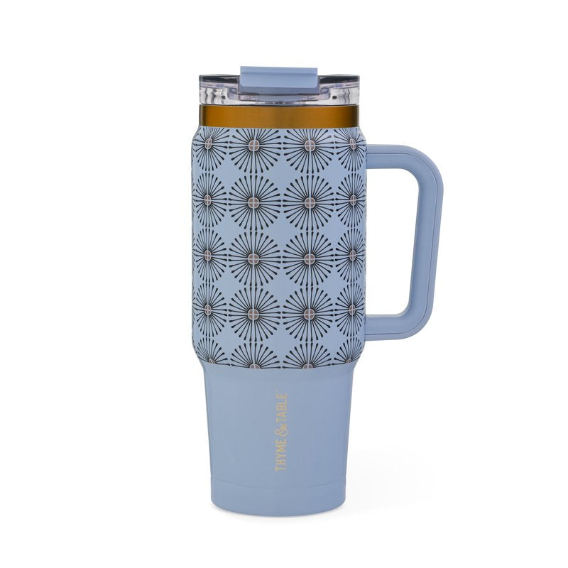 32 oz Stainless Steel Tumbler with Handle & Dual Straw Lid - Blue Star