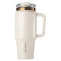 32oz Stainless Steel Tumbler with Handle and Dual Straw Lid - Cream Gloss
