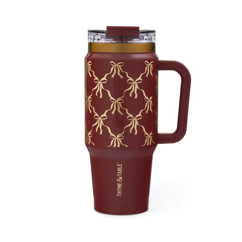 32oz Stainless Steel Luna Tumbler with Handle & Dual Straw Lid - Red Bow