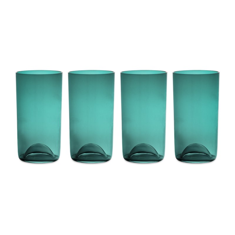 Emerald Green Sphere Drinking Glasses - Set of 4, 20 fl oz