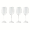 Scalloped Wine Glasses Set with Gold Rim - 4 Piece