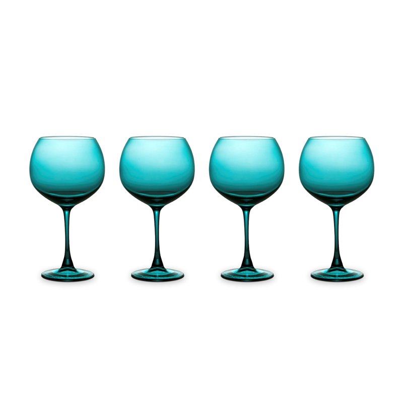 Emerald Green Sphere Stemmed Wine Glasses - Set of 4