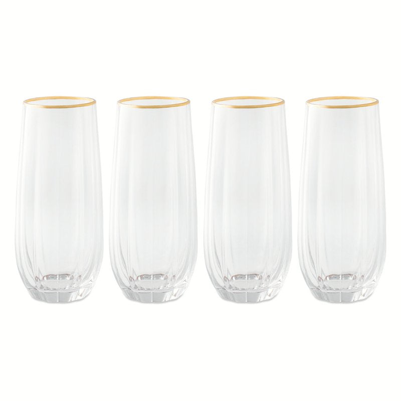 4-Piece Scalloped Stemless Flute Glass Set - Single