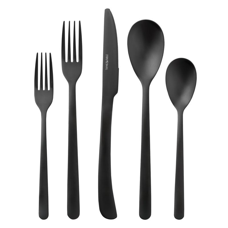 40-Piece Black Stainless Steel Flatware Set - Service for 8