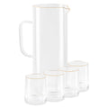 Harvest Pitcher and Drinking Glass Set - 5-Piece Gold Rim