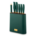 7-Piece Slim Block Knife Set - Green & Gold Blades