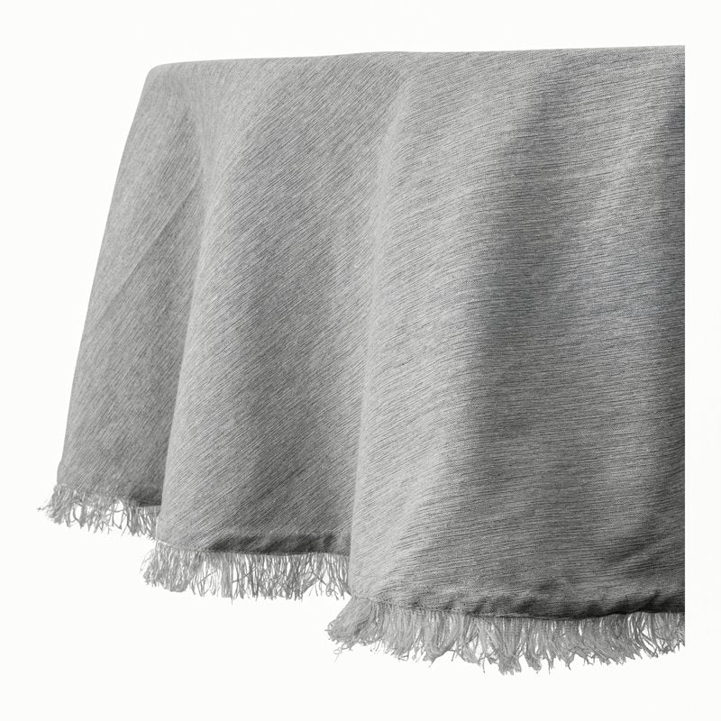 70 Inch Round Tablecloth - Gray with Black Lurex Shimmer