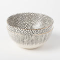 Large Stoneware Bowls Set - Assorted Dot & Stripe Designs