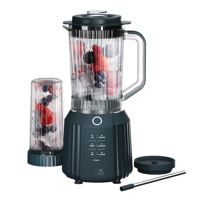 1100W Countertop Blender Duo with 57oz Pitcher & 25oz To-Go Cup - Atlantic Blue