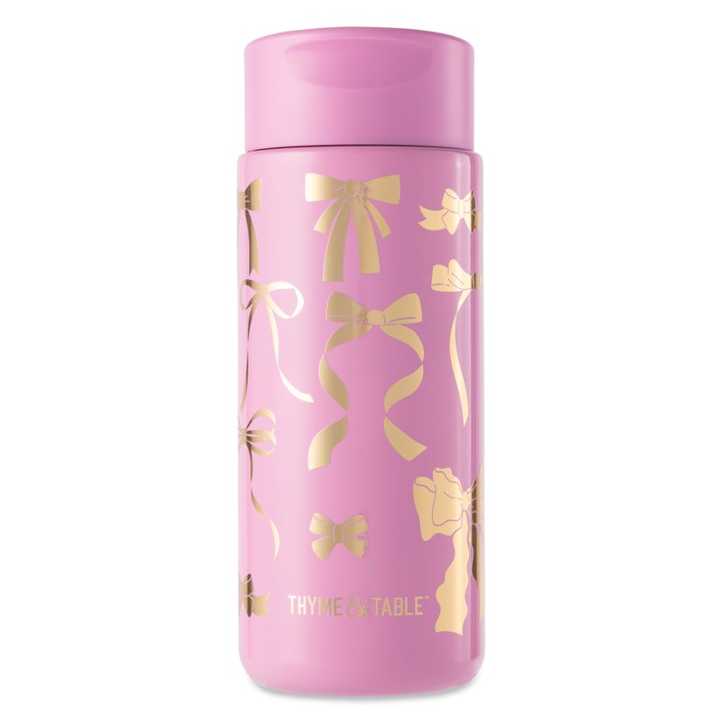 22 oz Stainless Steel Coffee Tumbler - Pink & Gold Bows