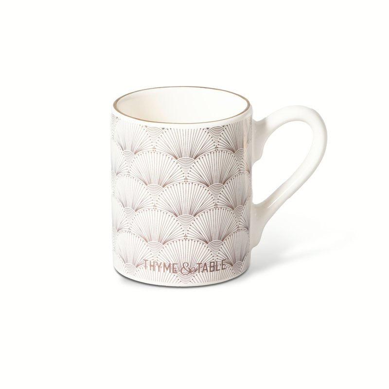 Elegant 3oz Espresso Mug with Gold Accents - Sand White