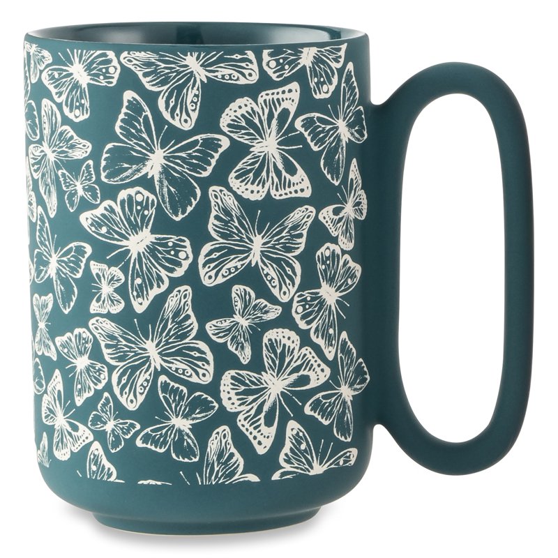 Green Butterflies Soft Touch Stoneware Mug - 19.6 fl oz