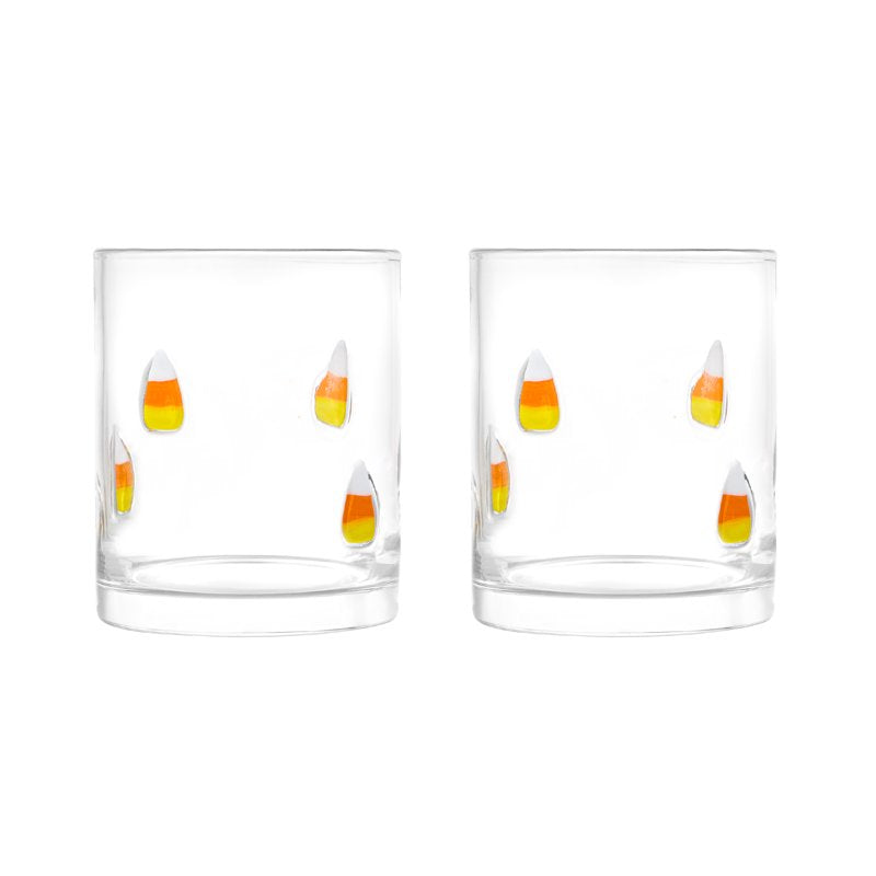 Halloween Candy Corn Charm Drinking Glasses Set - 12 oz, 2-Pack