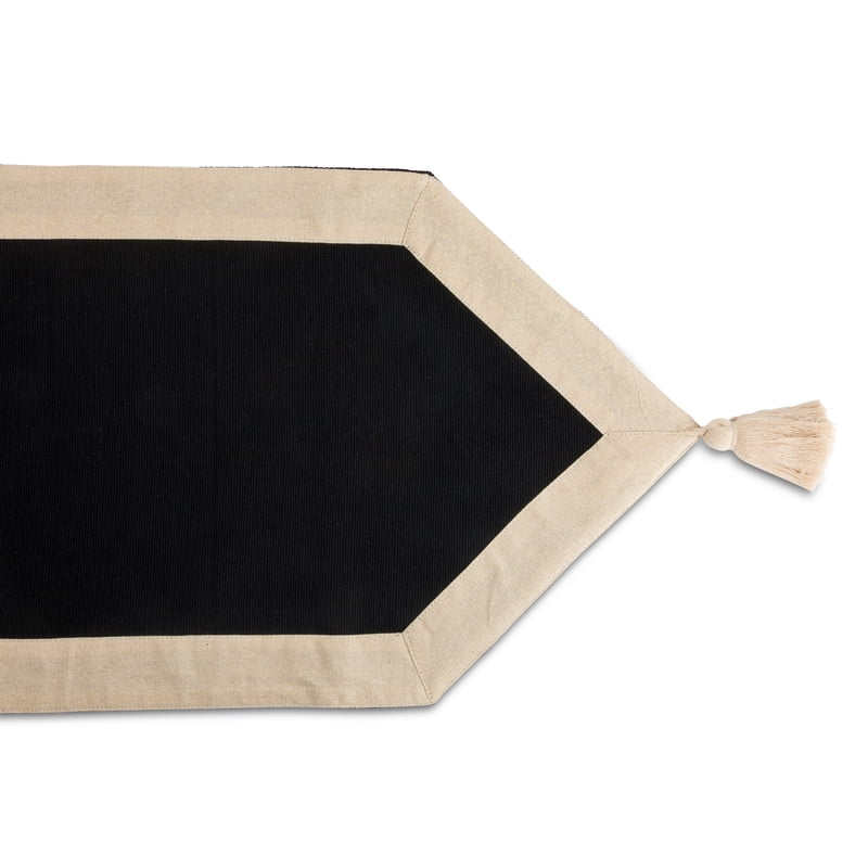 Handmade Table Runner - Black with Gold Border, 14 x 72"