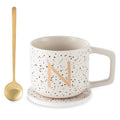 Monogram N Stoneware Coffee Mug Set with Coaster & Stir Spoon