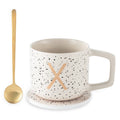 Monogram X Stoneware Coffee Mug Set with Coaster & Stir Spoon