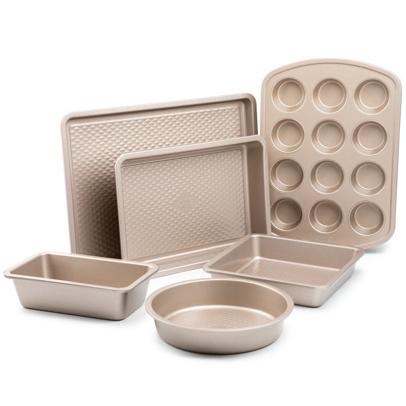 6-Piece Non-Stick Bakeware Set - Aluminized Steel, Champagne Gold
