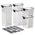 10-Piece Airtight Food Storage Container Set with Labels - Black
