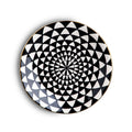 Ceramic Salad Plate with Black and White Geometric Pattern - Multicolor