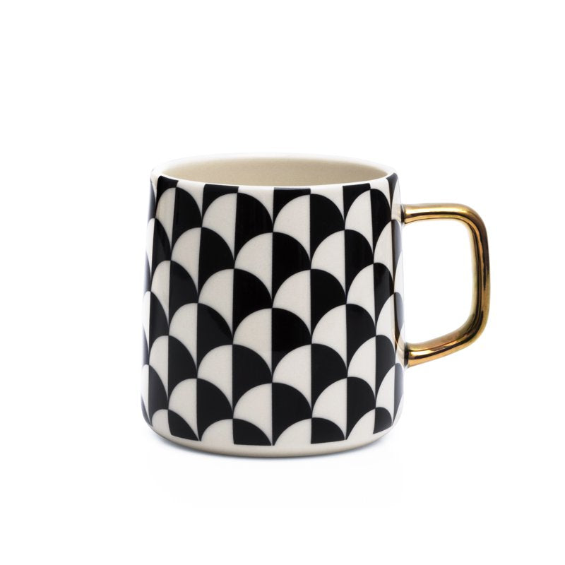 14 oz Black & White Stoneware Mug - Emmett Collection