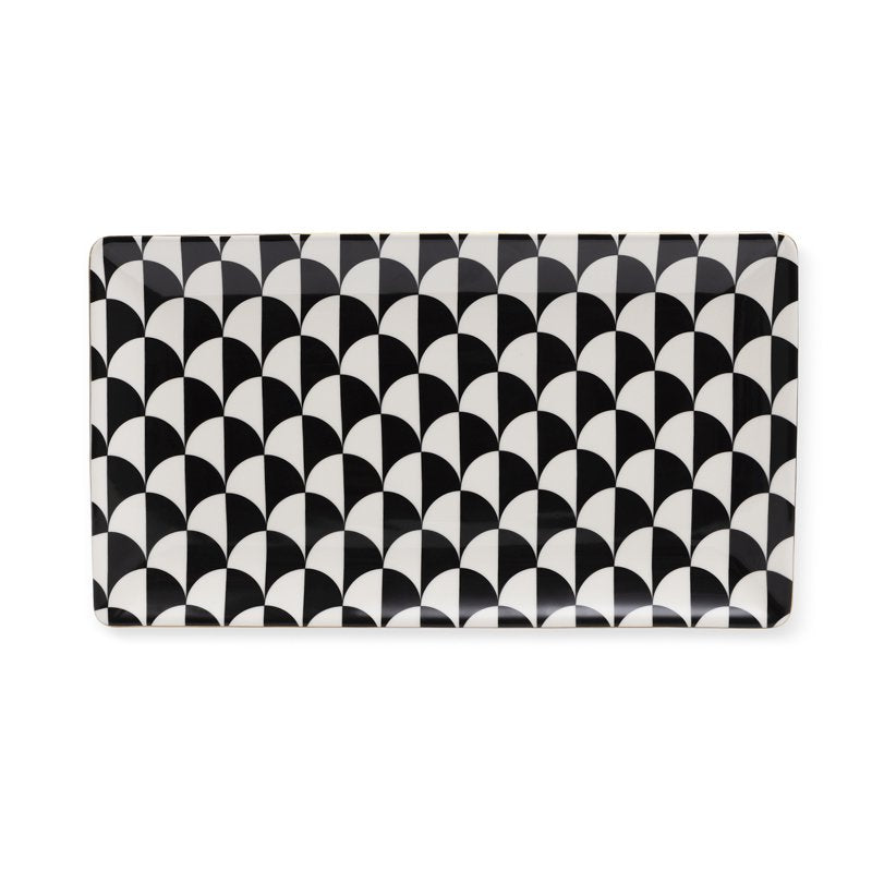 Stoneware Rectangular Serve Platter - Black & White