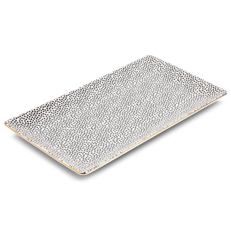 Stoneware Rectangular Serve Platter - Dot Design, Single