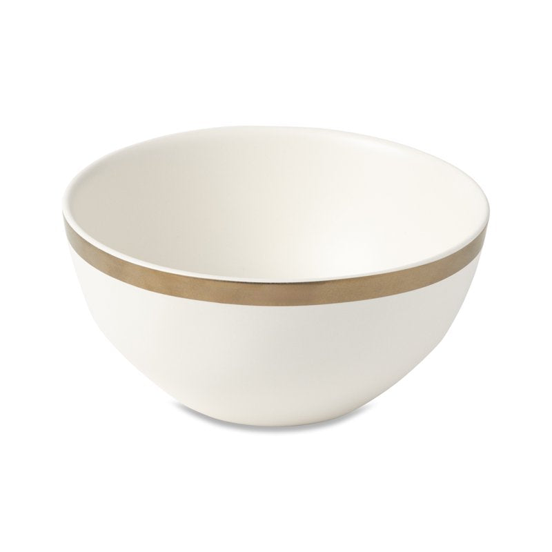 Everest Ceramic Bowl - Off-White with Gold Rim - Single