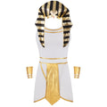 Egyptian King Pharaoh Costume for Men White XL with Snake Head Hat and Cuffs